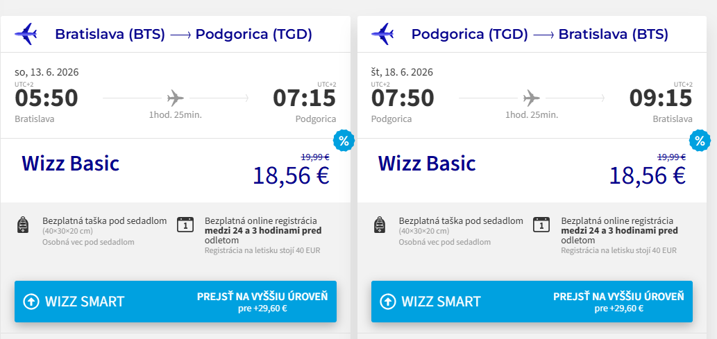 ČIERNA HORA - Podgorica z Bratislavy s letenkami od 37 eur