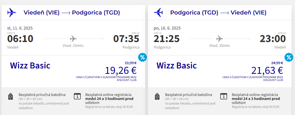 ČIERNA HORA - Podgorica z Viedne s letenkami od 41 eur