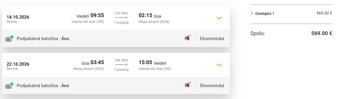 INDICKÁ GOA - Spiatočné letenky z Viedne s Qatar Airways od 569 eur