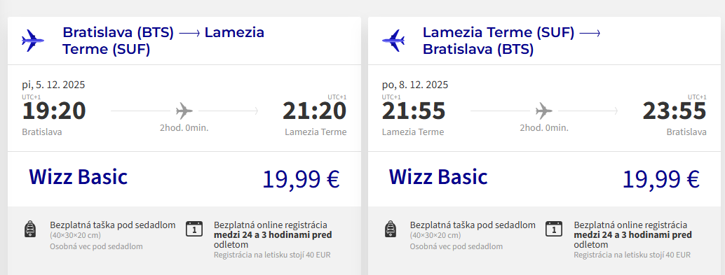 Kalábria - Lamezia Terme z Bratislavy s letenkami od 40 eur