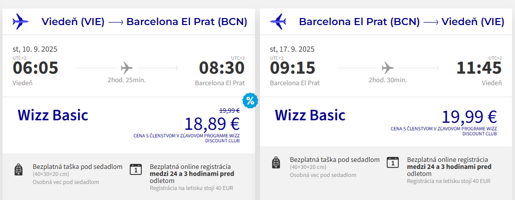 LETENKY DO ŠPANIELSKA - Barcelona z Viedne koncom leta od 39 eur