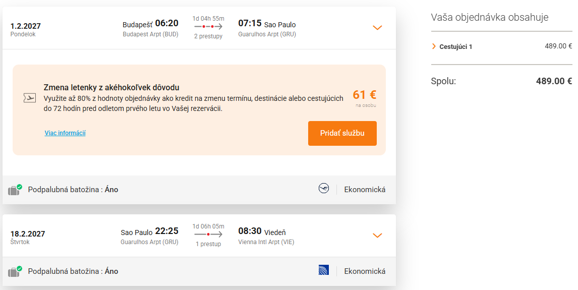 LETENKY DO BRAZÍLIE - Sao Paulo z Budapešti od 489 eur