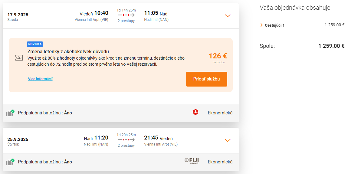 LETENKY NA FIDŽI - Nadi z Viedne od 1259 eur