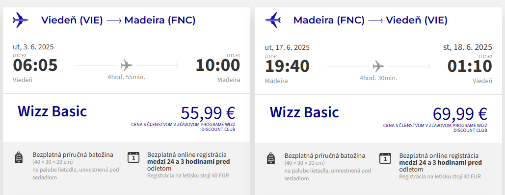 LETENKY NA MADEIRU - Funchal z Viedne od 126 eur 