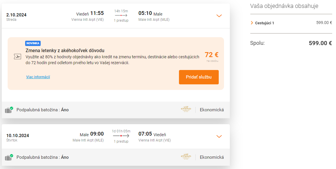 LETENKY NA MALDIVY - Male z Viedne s Etihad Airways od 599 eur