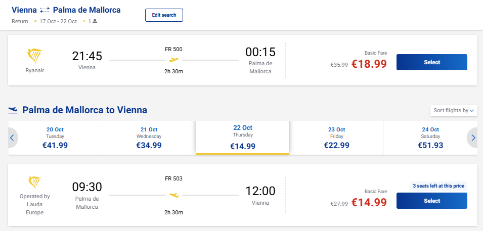 LETENKY NA MALLORCU - Palma de Mallorca z Viedne koncom jesene od 34 eur