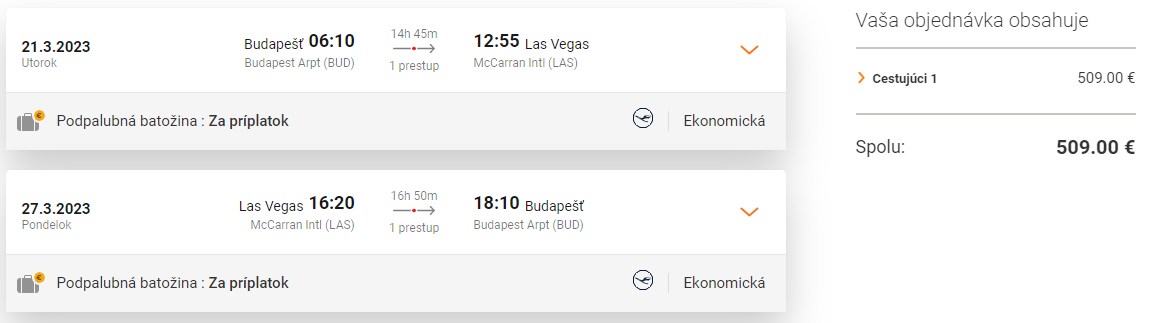 Las Vegas z Budapešti s letenkami od 509 eur