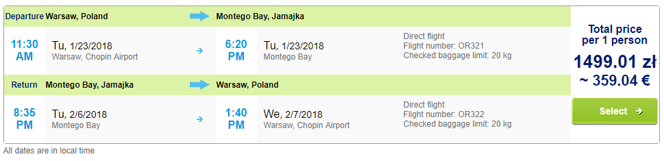 Last-minute letenky z Varšavy na Jamajku od 359 eur