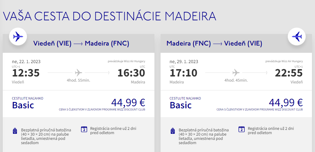 MADEIRA - Nová linka Wizzair z Viedne. Spiatočné letenky od 90 eur