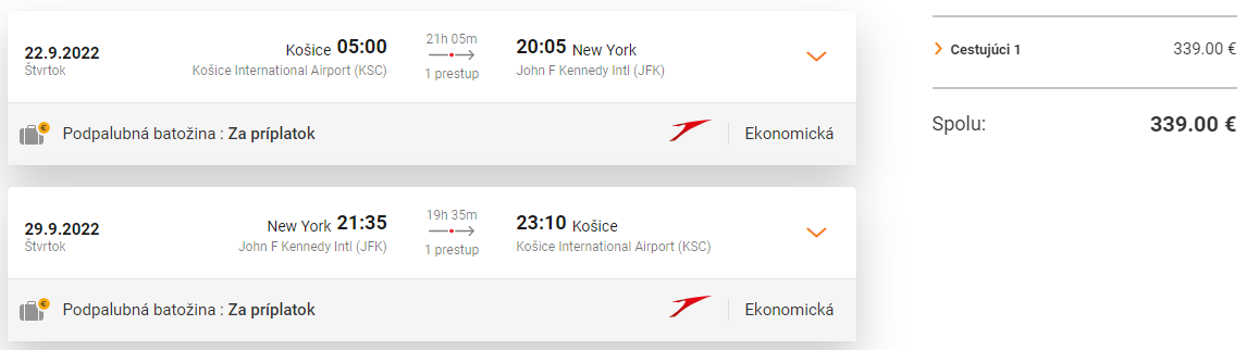 New York z Košíc s Austrian Airlines už od 339 eur