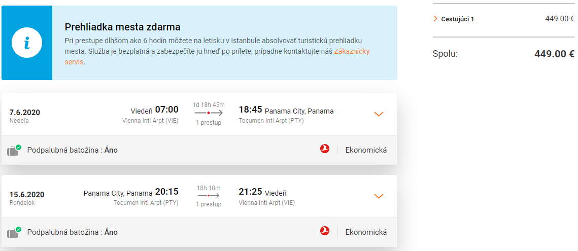 PANAMA S TURKISH AIRLINES - Spiatočné letenky z Viedne od 449 eur
