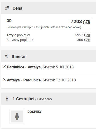 Letenky Pardubice - Antalya