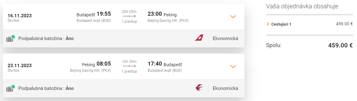 Peking z Budapešti s letenkami od 459 eur
