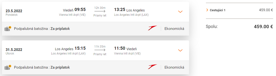 Priame lety z Viedne do Los Angeles s Austrian Airlines už od 459 eur