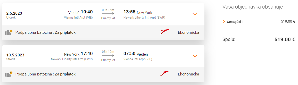 Priame lety z Viedne do New Yorku s Austrian Airlines od 519 eur