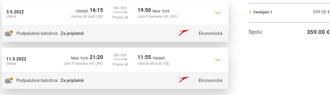 Priame lety z Viedne do New Yorku s Austrian Airlines už od 359 eur