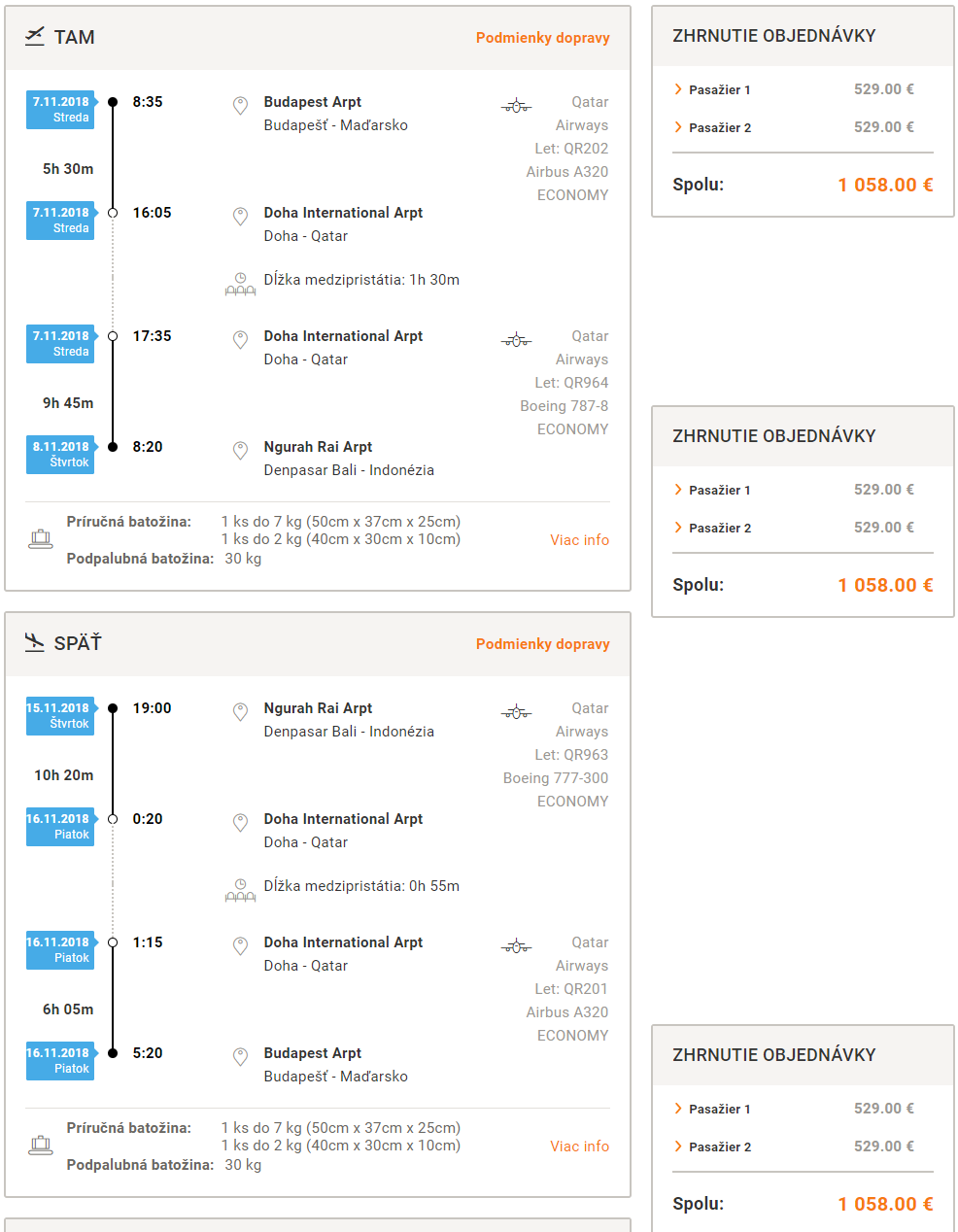 Spiatočné letenky z Budapešti v termínoch až do konca roka od 529 eur