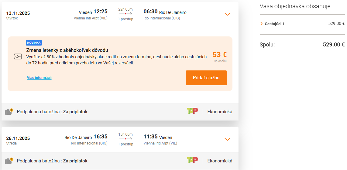 Spiatočné letenky z Viedne do Rio de Janeiro od 529 eur