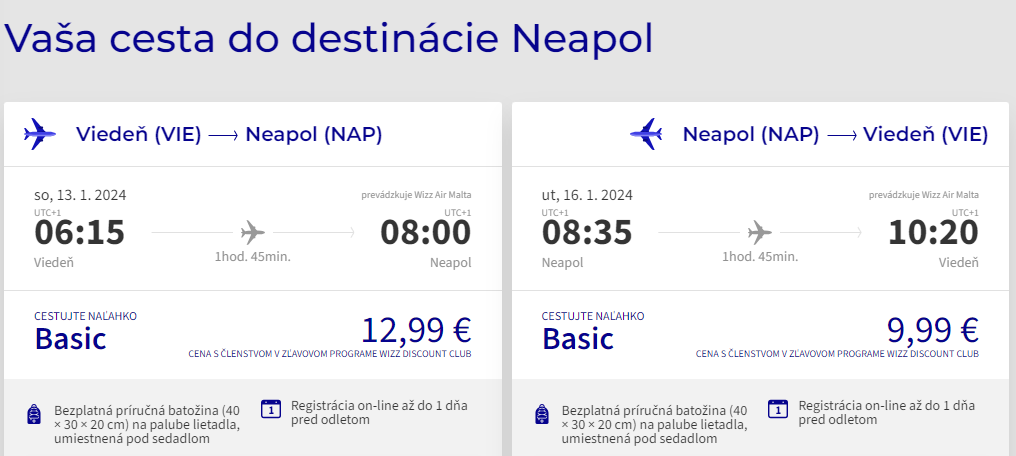 TALIANSKO - Neapol z Viedne s letenkami od 23 eur