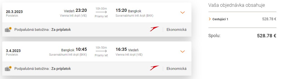 THAJSKO - Priame lety z Viedne do Bangkoku od 529 eur