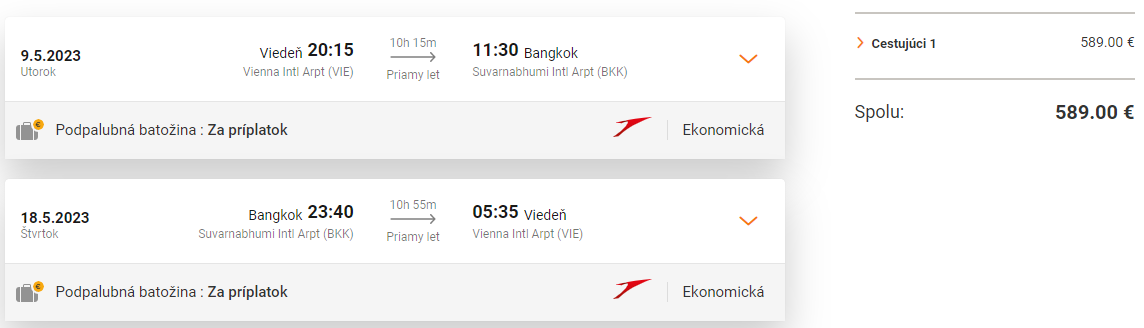 THAJSKO - Priame lety z Viedne do Bangkoku od 589 eur