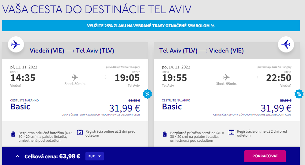 Tel Aviv z Viedne s letenkami od 64 eur