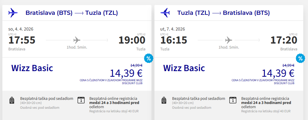 Tuzla z Bratislavy v jarných termínoch s letenkami od 29 eur