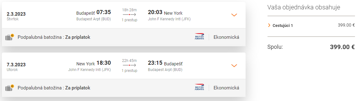 USA - Letenky z Budapešti do New Yorku od 399 eur