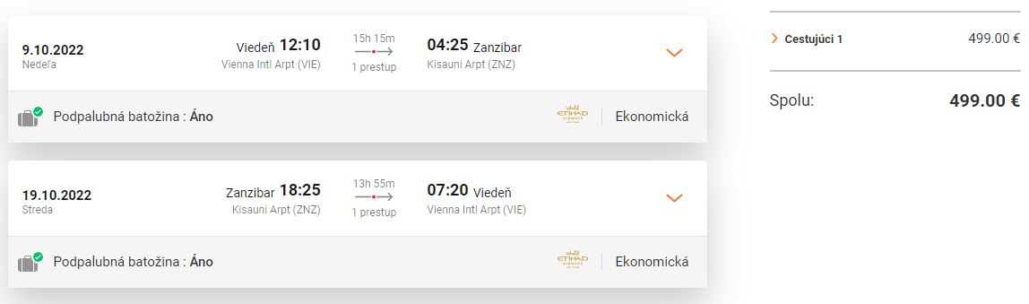 ZANZIBAR S ETIHAD AIRWAYS - Letenky z Viedne od 499 eur