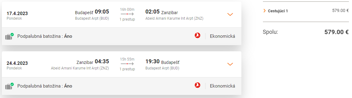 ZANZIBAR S TURKISH AIRLINES: Letenky z Budapešti od 579 eur